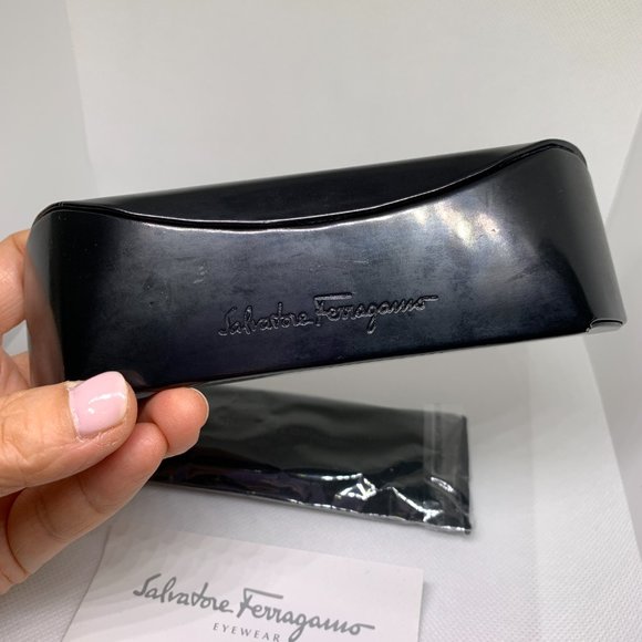 Salvatore Ferragamo NWOT Eyeglasses Case, Cloth Black Faux Leather - Picture 2 of 12